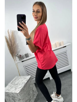 Bavlnená blúzka s vreckom malinová