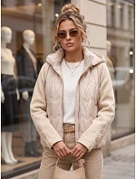 Dámska prešívaná bunda s odnímateľnou kapucňou, béžová, FashionStreet TY5934 Dámska prešívaná bunda s odnímateľnou kapucňou, béžová, FashionStreet TY5934