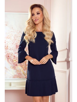 LUCY - Tmavomodré pohodlné dámske plisované šaty 228-9