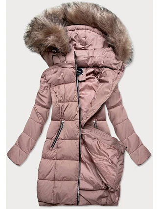 Dámska prešívaná zimná bunda s kapucňou Old Pink (7702) Dámska prešívaná zimná bunda s kapucňou Old Pink (7702)