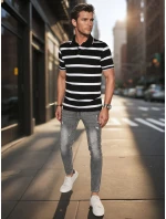 Pánska pruhovaná polokošeľa čierna FashionStreet PX0644