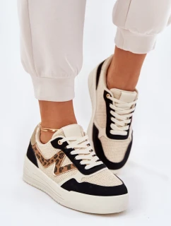 Buty Sportowe Damskie Na Platformie Panterka Czarne Lorori
