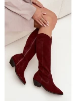 Kovbojské topánky z prírodného semišu s vyhrievaním Zazoo 4225 Burgundy Kovbojské topánky z prírodného semišu s vyhrievaním Zazoo 4225 Burgundy