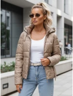 Dámska prešívaná bunda s kapucňou béžová FashionStreet TY5585