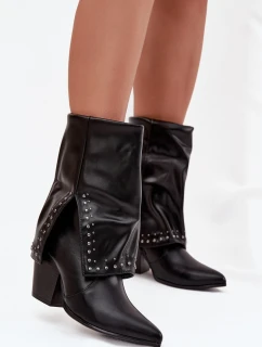 Kovbojky s obráceným kotníkem a zdobením zateplené Černé Inessia