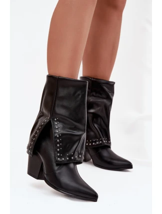 Kovbojky s obráceným kotníkem a zdobením zateplené Černé Inessia