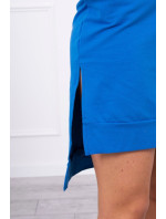 Šaty s dlhším chrbtom a farebnou potlačou fialovo-modrej farby