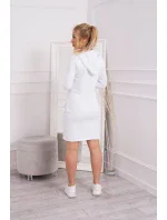 Šaty s kapucňou a vreckami biele