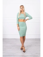 Súprava blúzky a sukne tmavo mätová