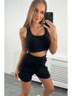 Pruhovaná súprava so šortkami čierna