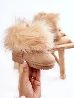 Dětské Kotníkové Boty Sněhule S Kožešinou Béžove Ariana