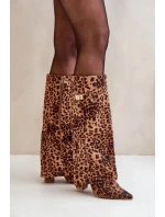 Dámske topánky na podpätku 9501 Brown Pattern - Krok vo veľkom štýle