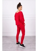 Súprava s oversize blúzkou červenej farby