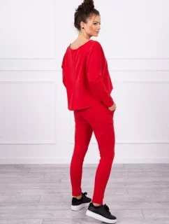 Súprava s oversize blúzkou červenej farby