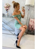 Španielske šaty s volánikmi tmavo mätové Španielske šaty s volánikmi tmavo mätové