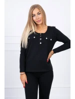 Súprava s gombíkovým výstrihom čiernej farby