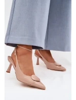 Dámské sandály na podpatku s ozdobným detailem Béžové Mariae