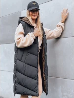 Dámska dlhá prešívaná vesta GERIAT black FashionStreet TY3838 Dámska dlhá prešívaná vesta GERIAT black FashionStreet TY3838