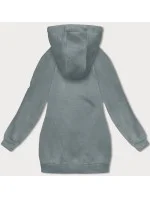 Šedozelená voľná dlhá dámska mikina so sťahovacími lemami (AMG-332A) Šedozelená voľná dlhá dámska mikina so sťahovacími lemami (AMG-332A)