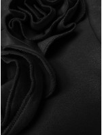 Čierna pletená mikina s ružami (16023)