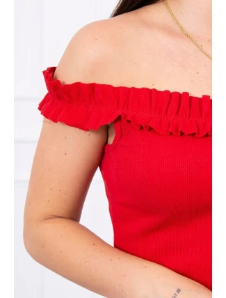 Španielska blúzka s volánikmi červená
