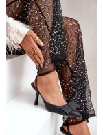 Błyszczące Szpilki Z Kokardą Czarne Gredan