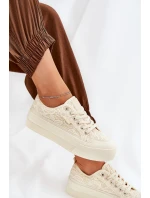 Koronkowe Trampki Damskie Big Star RR274746 Beżowe