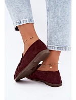 Dámske mokasíny so záhybmi z eko semišu v bordovej farbe Sabley Dámske mokasíny so záhybmi z eko semišu v bordovej farbe Sabley