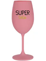 SUPER TÁTA - růžová sklenice na víno 350 ml