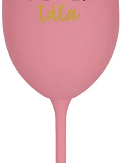 SUPER TÁTA - růžová sklenice na víno 350 ml