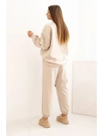 Dámska maslová súprava s voľnou mikinou a nohavicami LOVE beige