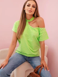 Dámska bavlnená blúzka na jedno rameno s chokerom zelená