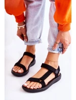 Damskie Zamszowe Sportowe Sandały Czarne Harris