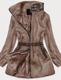 Hnedá kožušinová bunda so stojačikom (GSQ2228)