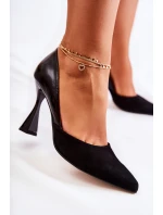Modne Skórzane Czółenka W Szpic Czarne Mailla