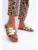 Płaskie Klapki Damskie Z Eko Skóry Złote Risamay