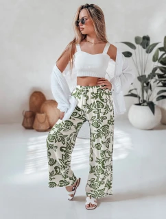 Dámske kvetinové nohavice so širokými nohavicami LOVEGARDEN zelené FashionStreet UY2656