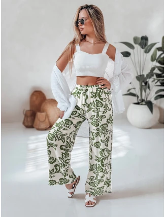 Dámske kvetinové nohavice so širokými nohavicami LOVEGARDEN zelené FashionStreet UY2656