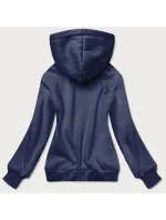 Tmavomodrá krátka dámska mikina s potlačou (26016) Tmavomodrá krátka dámska mikina s potlačou (26016)