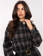 Dámska kockovaná flanelová košeľa čierna (21638)