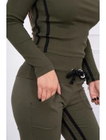 Súprava s dvojitými pruhmi v khaki farbe