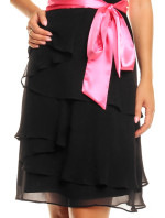 Spoločenské šaty korzetové značkové MAYAADI s mašľou a sukňou s volánmi čierne - Čierna - MAYAADI