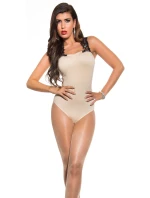 Dámske sexy body s háčkovanými ramienkami a kamienkami 9172 Béžová s čiernou - KouCla Dámske sexy body s háčkovanými ramienkami a kamienkami 9172 Béžová s čiernou - KouCla