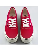 Červené šnurovacie tenisky s vyššou podrážkou (AW020304)