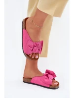 Klapki Damskie Na Korkowej Podeszwie Kokardką Fuksja Seressa