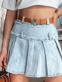 Džínsová minisukňa s opaskom BLUETTA modrá FashionStreet CY0505