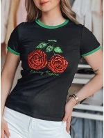 ROSAWIS dámske bavlnené tričko s flitrami čierne FashionStreet RY2846 ROSAWIS dámske bavlnené tričko s flitrami čierne FashionStreet RY2846