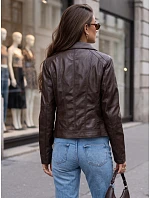 Dámska bunda v štýle Ramones z ekokože, tmavohnedá, FashionStreet TY5729 Dámska bunda v štýle Ramones z ekokože, tmavohnedá, FashionStreet TY5729