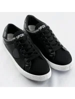 Čierne dámske tenisky trampky z rôznych spojených materiálov (1088)