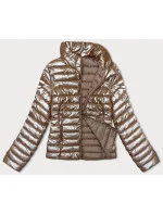 Prešívaná dámska bunda v karamelovej farbe so stojačikom (16M9110-84)